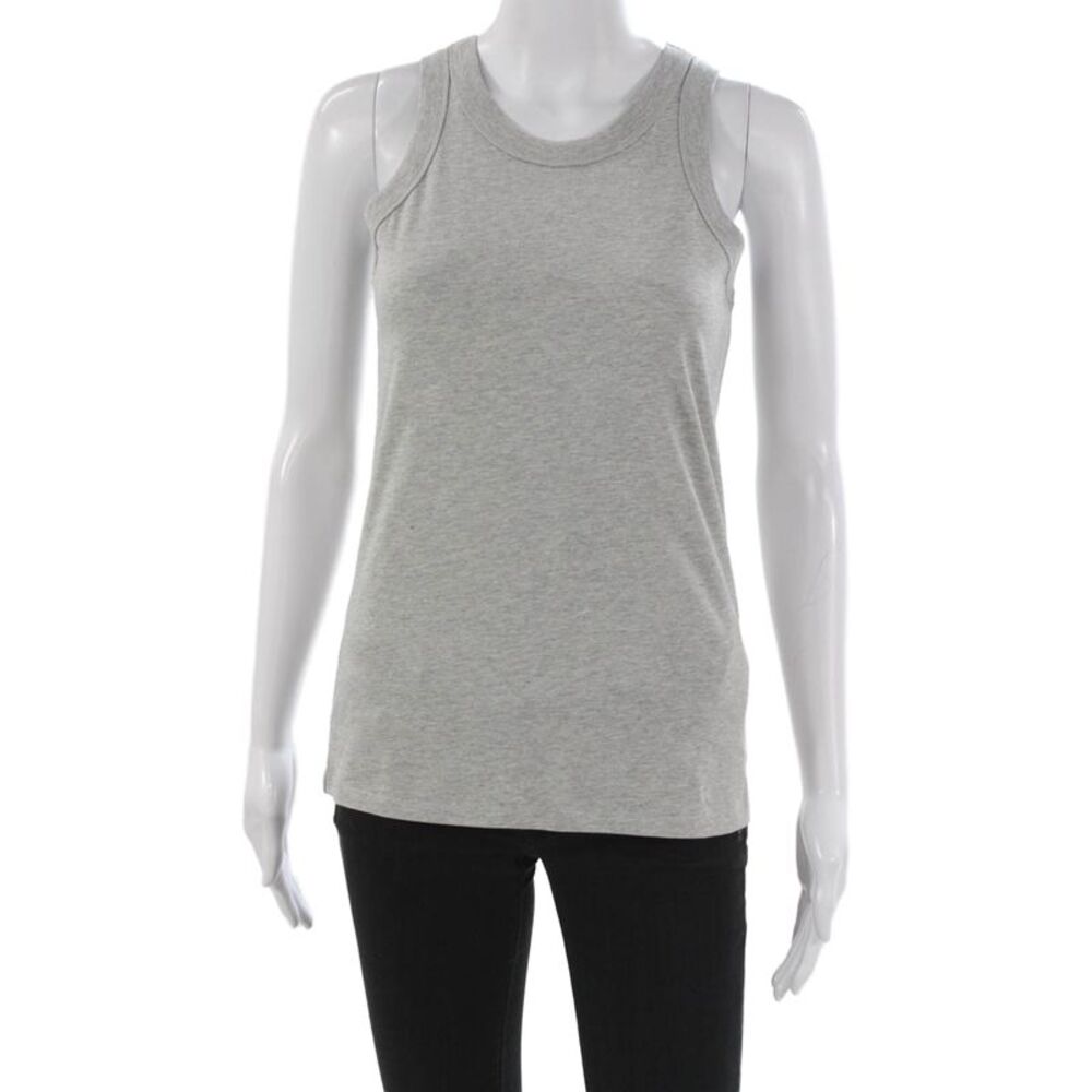 Loulou Studio Womens Basic Pima Cotton Gray Tank Round Neck Size XS